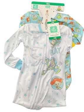 Disney Baby Toy Story 2-Pack Zipper Sleepers Size 18 Month’s NWT